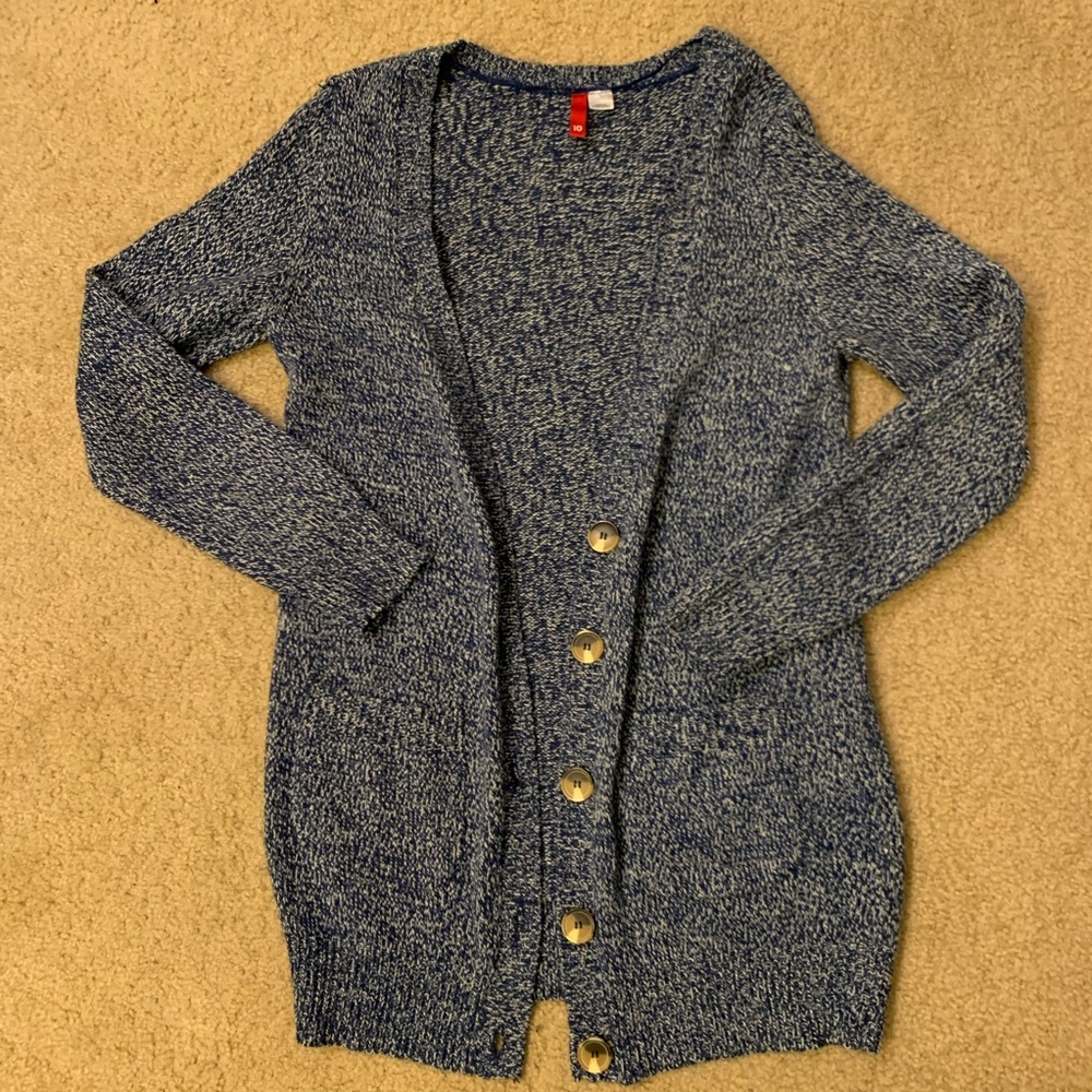 H&M Blue and White Marl Cardigan Sweater
